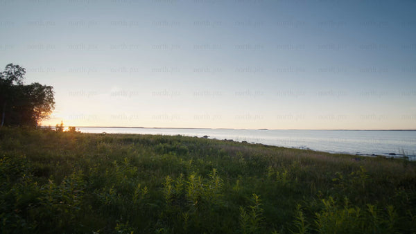 Summer sunset drone footage over the Luleå archipelago