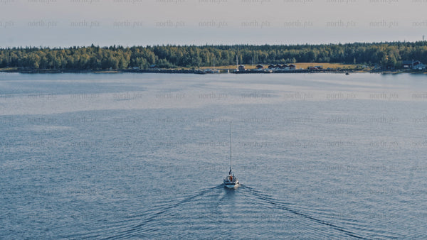 Sailboat in summer day, Junkön archipelago, Luleå