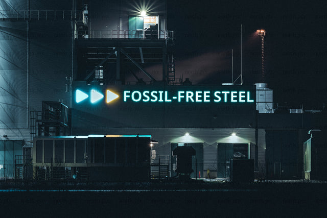 Fossil-free steel plant at night