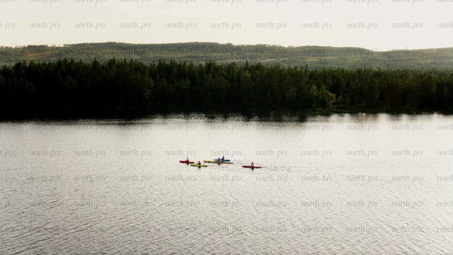 Summer evening kayaking in Luleå: A drone view of nature's beauty