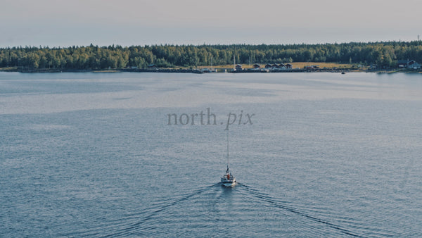 Sailboat in Summer Day, Junkön Archipelago, Luleå, Sweden