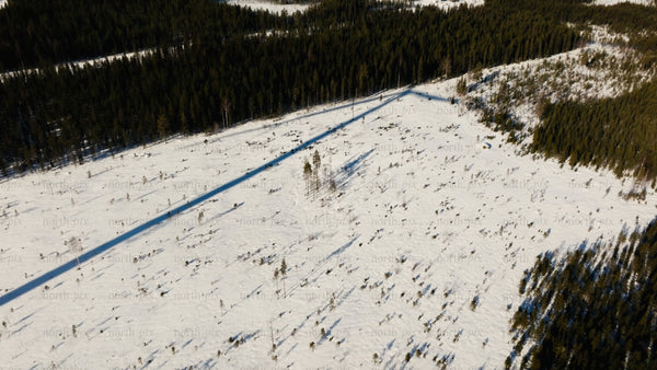 Markbygden wind farm: Aerial winter view of renewable energy in snowy landscape