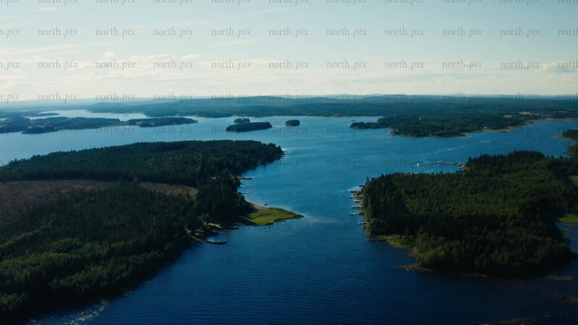 Summer in Luleå archipelago: Drone view of islands, water, and forest