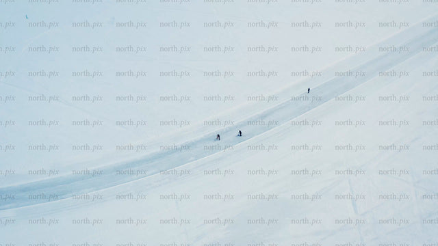 Aerial View of Cross-Country Skiers in Snowy Lulea, Sweden