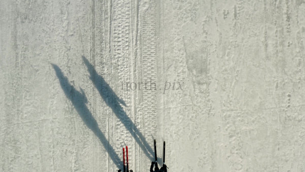 Winter Cross-Country Skiing in Luleå, Sweden: An Aerial View of a Snowy Landscape