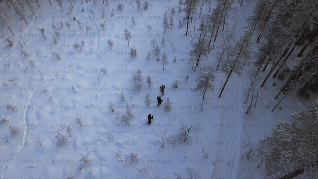 Snowshoeing in Gunnarsbyn: Friends exploring a winter wonderland