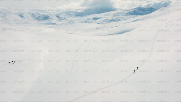 Skiing in Riksgränsen: Aerial view of winter landscape