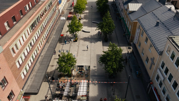 Aerial view of Luleå city center on a sunny summer day