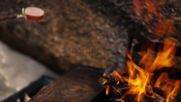 Winter Campfire Cooking: Sausage and Kettle in Luleå Archipelago, Sweden