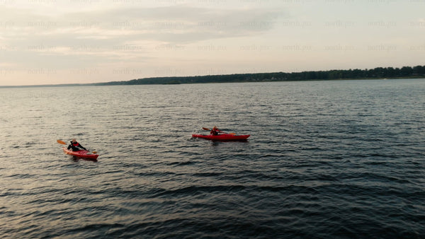 Kayaking at sunset in Luleå: An aerial view of waters