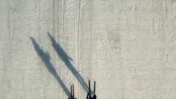 Winter cross-country skiing in Luleå: An aerial view of a snowy landscape