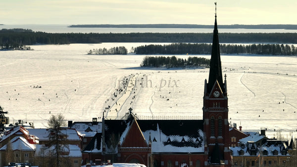 Winter in Luleå: Scenic View of Frozen Baltic Sea and Cathedral