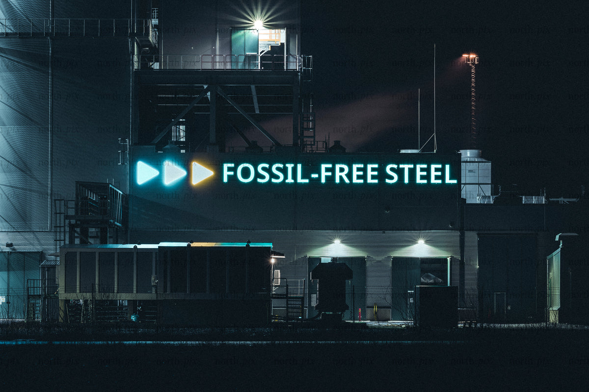 Fossil-free steel plant at night