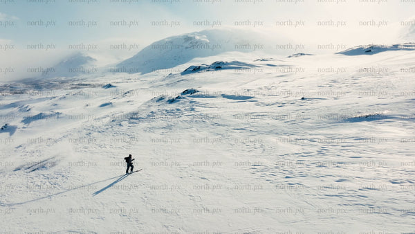 Backcountry skiing in Riksgränsen, Swedish mountains in winter