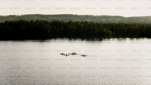 Summer evening kayaking in Luleå: A drone view of nature's beauty