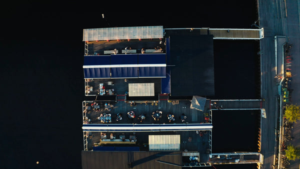 Aerial view of Luleå pier restaurant in summer