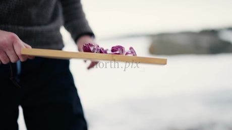 Cooking Potatoes and Onions Over a Campfire in the Snowy Luleå Archipelago, Sweden