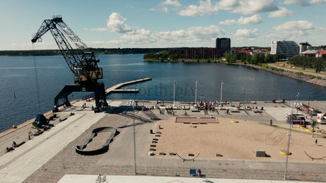Summer in Luleå: Aerial View of Harbor, Cityscape, and Beach Activity