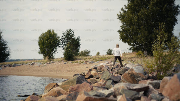 Summer walk on a rocky shore in the Luleå archipelago