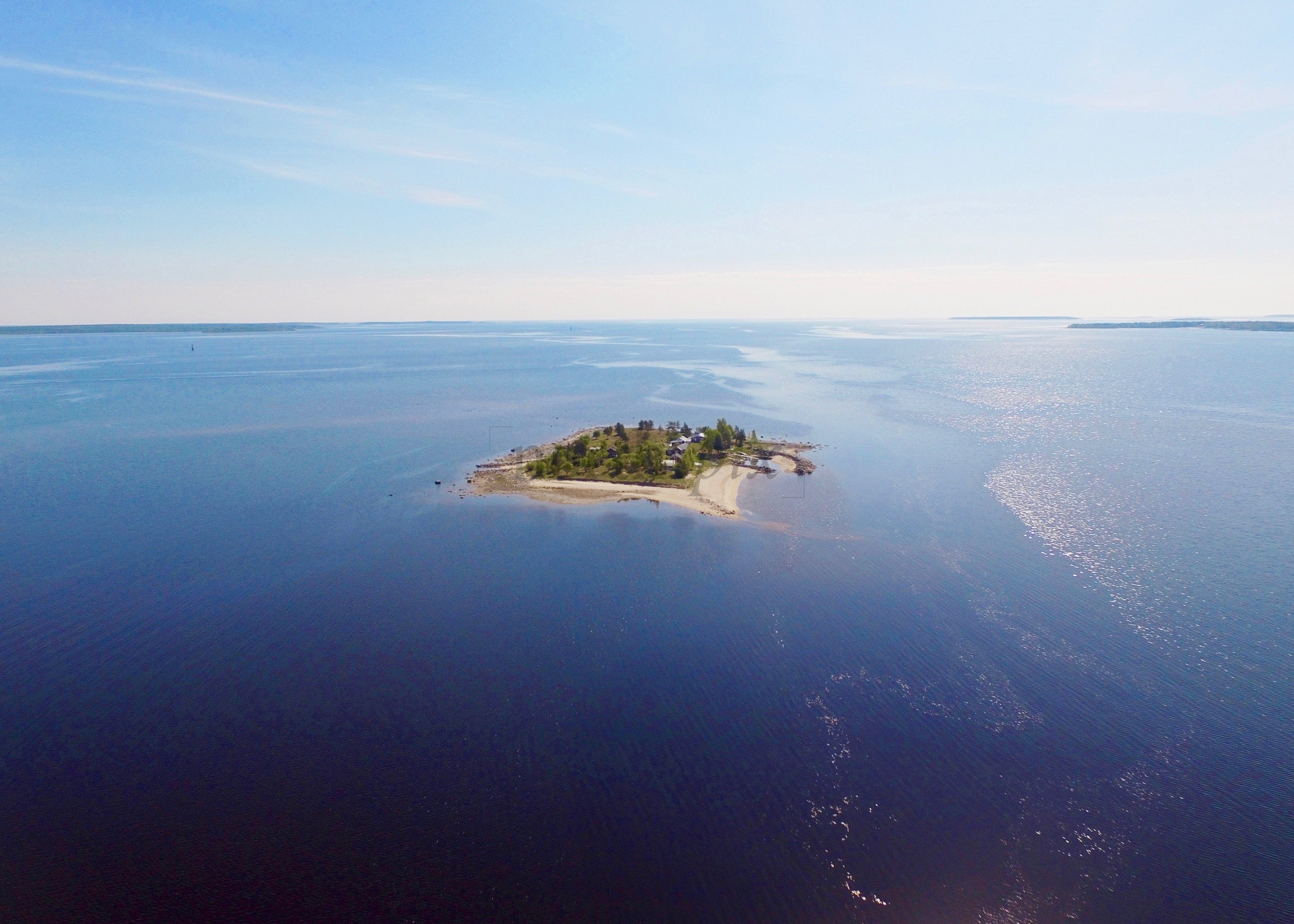 Drone View of a Small Island in Luleå Archipelago, Summer Day