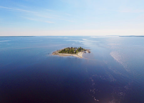 Drone View of a Small Island in Luleå Archipelago, Summer Day