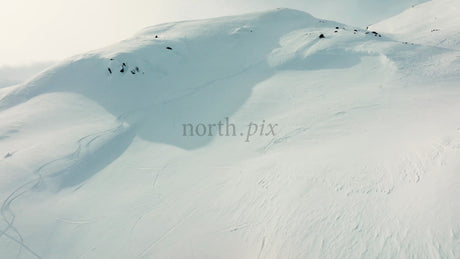 Ski Tracks on Snowy Mountain Slopes in Riksgränsen, Sweden