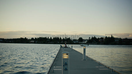 Summer Evening in Lulea, Sweden: Serene Waterfront Aerial View at Dusk