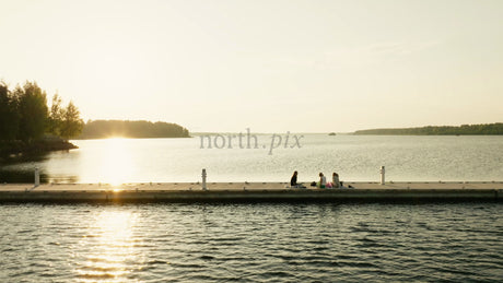 Summer Sunset Picnic on the Dock in Luleå, Sweden