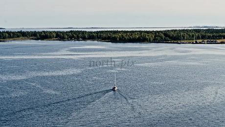 Sailboat in Summer Day at Junkön Archipelago, Luleå, Sweden