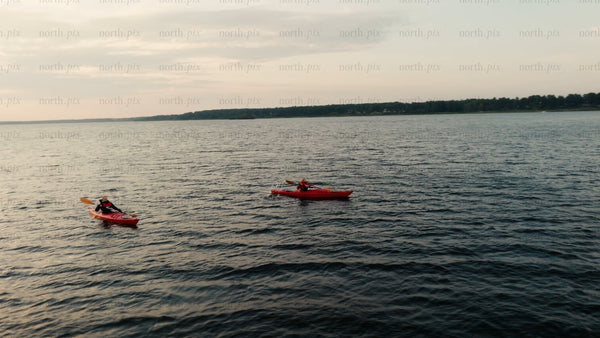 Kayaking at sunset in Luleå: An aerial view of waters