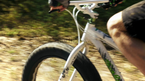 Fatbike biking POV: Summer day on a forest trail in Luleå
