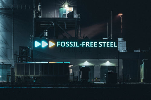 Fossil-free steel plant at night