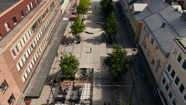 Aerial view of Luleå city center on a sunny summer day