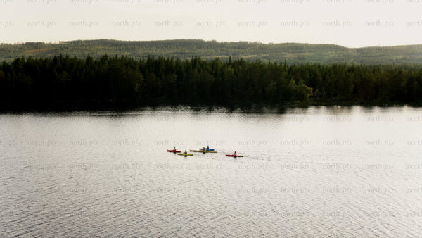 Summer evening kayaking in Luleå: A drone view of nature's beauty