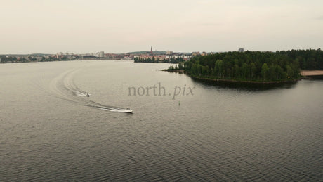 Summer Evening Boat Trip in Luleå, Sweden: An Aerial Perspective of Coastal Beauty