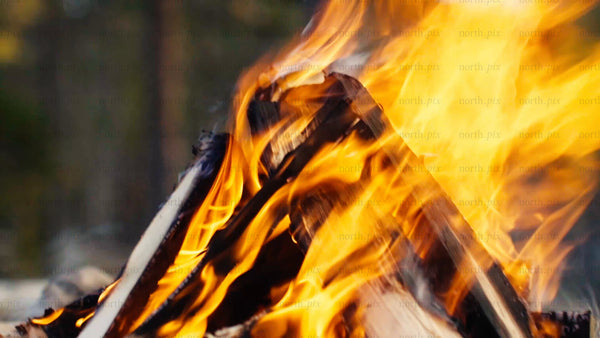 Bonfire burning brightly in Luleå, Sweden's Bällingeberget area