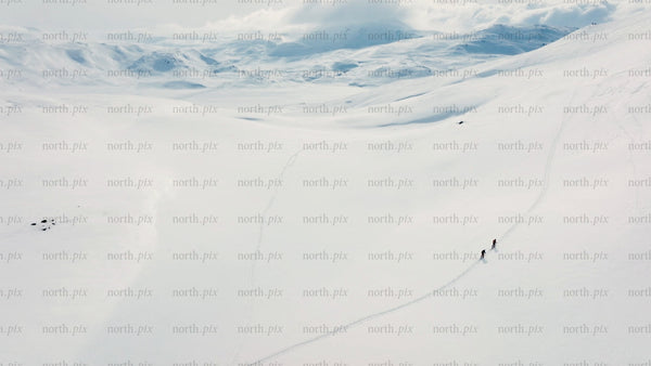 Skiing in Riksgränsen: Aerial view of winter landscape