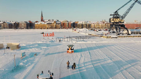 Winter in Luleå: Drone Footage of Snow-Covered Landscape and City Center