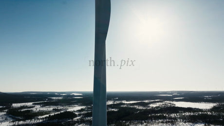 Rotating Wind Turbine in Winter: Markbygden Wind Farm, Sweden