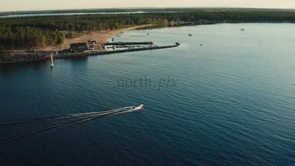 Summer Evening Boat Trip in the Luleå Archipelago, Sweden: A Drone's Perspective