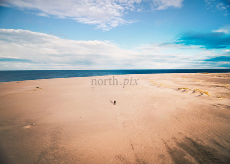 Drone Shot of Coastal Beach in Lulea During Bright Day