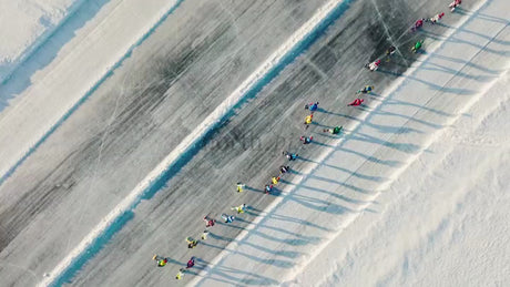 Drone View of Ice Racing on a Frozen Track in Luleå, Sweden