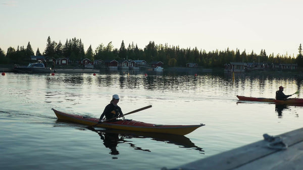 Kayaking in the Luleå Archipelago at Sunset During Summer