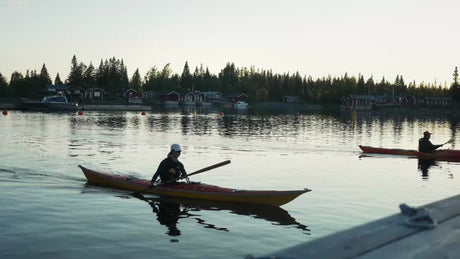 Kayaking in the Luleå Archipelago at Sunset During Summer