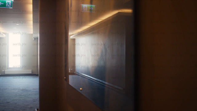 Businesswoman arriving at hotel room with roller bag