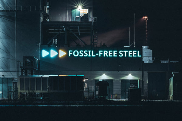 Fossil-free steel plant at night