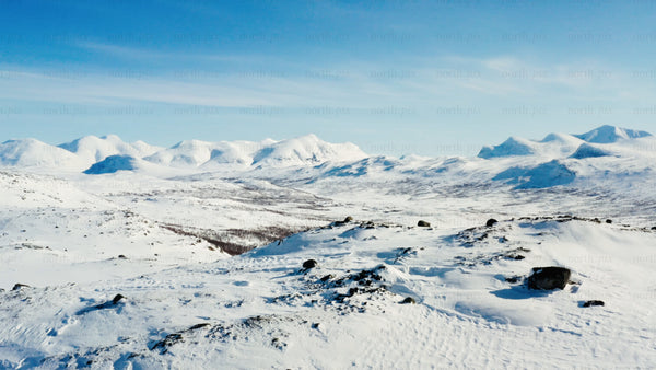 Aerial view of Riksgränsen mountains in winter