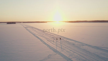 Winter Sunset Walk on a Frozen Lake in Lulea, Sweden