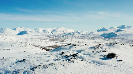 Aerial View of Riksgränsen Mountains in Winter, Sweden