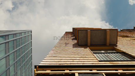 Modern Wood Architecture: Low Angle Tilt-Up of Building Exterior